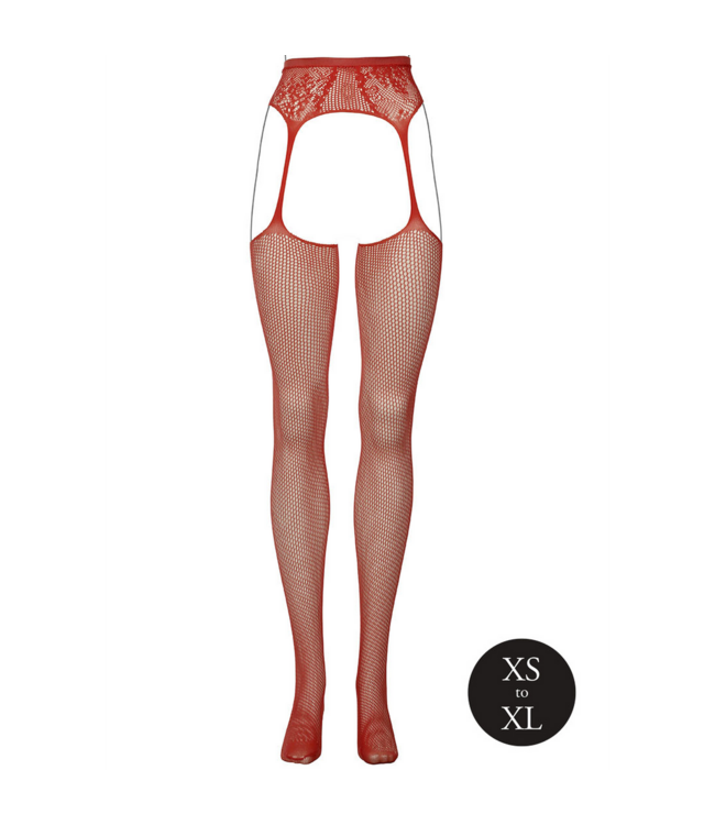 Le Désir Elegante Netz- und Spitzenstrumpfhalter in Rot | Einheitsgröße Le Désir