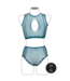Le Désir Duo Net Crop Top Met Hoge Taille Slip Blauw – Visnet & Fence Net Detail
