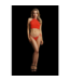 Le Désir Rood Strass Halter Crop Top Met Open Kruis String – One Size S-XL