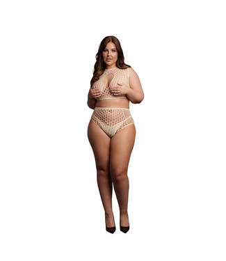 Le Désir Le Désir Visnet Crop Top En Hoge Taille Slip Set Voor Dames XL-4XL