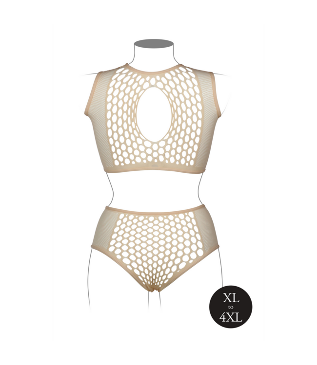 Le Désir Damen BH-Set Duo Net mit Crop-Top und hoher Taille in XL-4XL – Bequem & Stilvoll