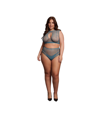 Le Désir Le Désir Mesh Crop Top En Hoge Taille Slip Set Dames XL-4XL