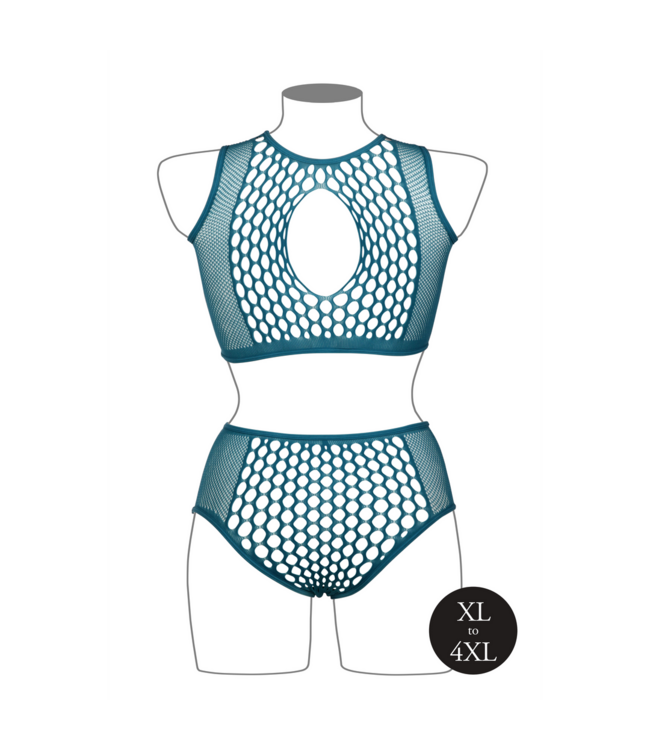 Le Désir Duo Net Keyhole Bra Set XL-4XL – Chic Comfort in Fishnet Design