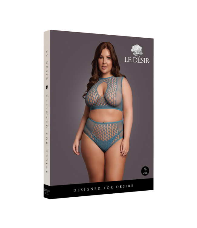 Le Désir Duo Net Keyhole Bra Set XL-4XL – Chic Comfort in Fishnet Design