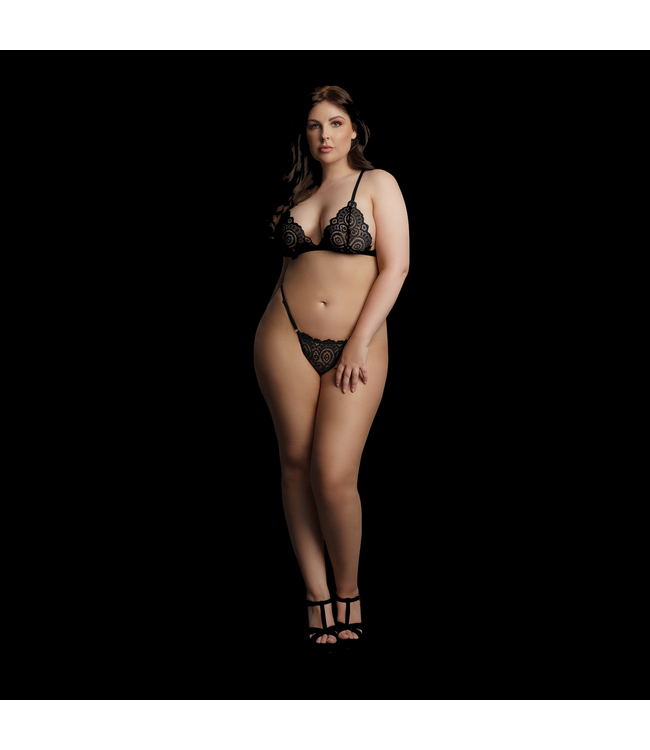 Le Désir Luxe Fluwelen Kanten Lingeriesetje Met Verstelbare Bralette Grote Maat