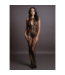 Le Désir Eleganter Bodystocking mit Spitzendetails und offenem Schritt – Schwarz