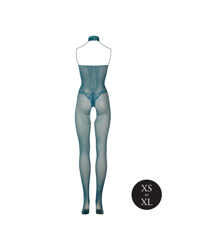 Le Désir Seductive Blue Lace & Fishnet Bodystocking - One Size Fits XS to XL