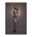 Le Désir Verführerischer Bodystocking aus Spitze und Fischnetz – Neckholder Blau