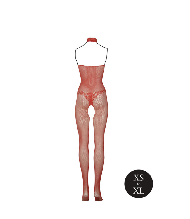 Le Désir Le Désir Red Lace & Fishnet Bodystocking, Plus Size Seduction
