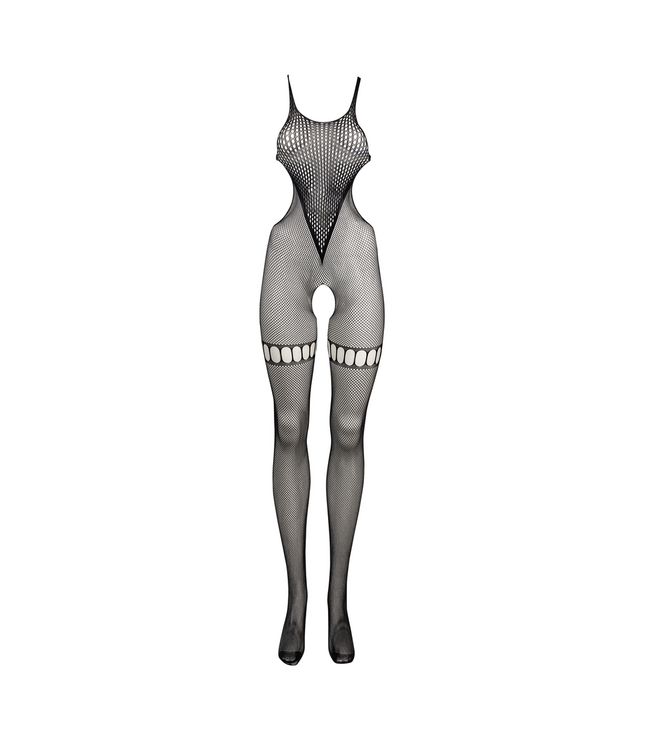 Le Désir Visnet Bodystocking Met Hoge Hals En Open Details Zwart | One Size