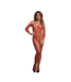 Le Désir Rode Kanten Bodystocking Met Lange Mouwen En Open Kruis – One Size Fit
