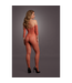 Le Désir Rode Kanten Bodystocking Met Lange Mouwen En Open Kruis – One Size Fit