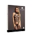 Le Désir Visnet Bodystocking Met Jarretel En Choker Hals Zwart Stretch