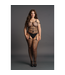 Le Désir Geribbelde Bodystocking Met Jarretelles XXL-5XL Zwarte Superelastische Stof