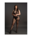 Le Désir Kraag Bodystocking XL-4XL Met Kantpatroon En Open Details Zwart