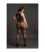 Le Désir Kraag Bodystocking XL-4XL Met Kantpatroon En Open Details Zwart