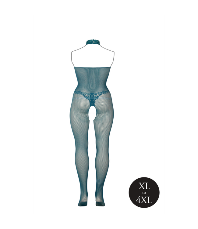 Le Désir Le Désir Visnet Kanten Bodystocking Halternek XL-4XL Blauw
