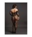 Le Désir Zwarte Kanten Bodystocking Met Lange Mouwen XL-4XL Met Open Kruis