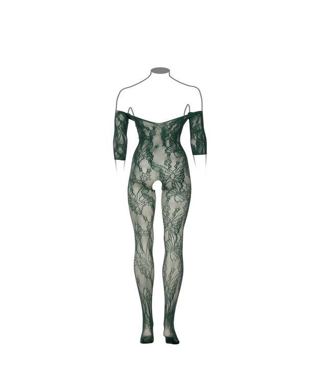 Le Désir Elegant Long Sleeve Lace Bodystocking Queen Size - Le Désir Green