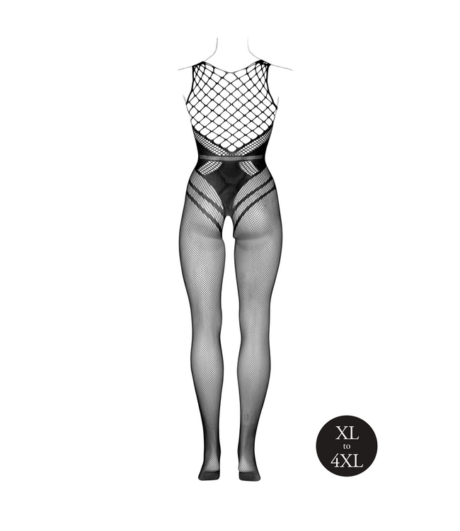Le Désir Visnet Bodystocking Met Open Kruis En Accenten Voor XL-4XL