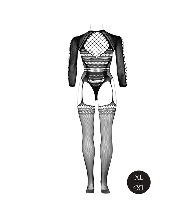 Le Désir Elegant Black Bodystocking XL-4XL - Comfortable Long Sleeves & Turtleneck