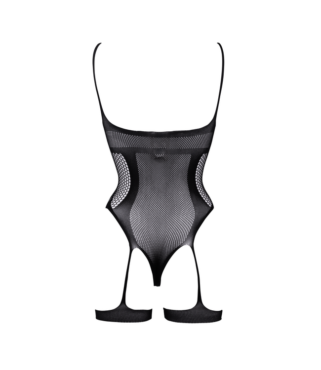 Le Désir Le Désir Open-Cup Netstof Teddy Met Strappy Halslijn En Jarretelbandjes Zwart S-XL