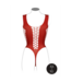 Le Désir V-Neck Red Teddy with Opaque Panels - Flattering & Comfortable Fit
