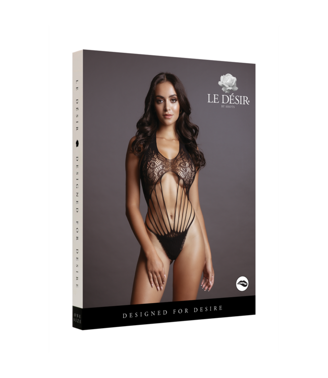 Le Désir Verführerischer Strappy Teddy mit Spitze in Schwarz | Komfort trifft Stil