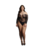 Le Désir Le Désir Zwarte Kant Stretch Bodysuit Grote Maat 1XL-3XL Open Schouders