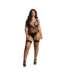 Le Désir Strass Visnet Halter Teddy Met Aangehechte Opaque Kousen Grote Maat