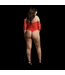 Le Désir Plus Size Rood Strass Kanten Bodysuit Met Open Kruis 1XL-3XL Le Désir