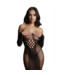 Le Désir Stylish Black Long-Sleeved Mini Dress with Cut-Outs & Fishnet Details