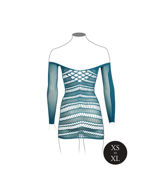 Le Désir Elegantes Minikleid mit langen Ärmeln und Fischnetz für XL-4XL