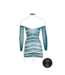 Le Désir Stretch Mini-Jurk Met Lange Mouwen En Visnet Details Blauw XL-4XL