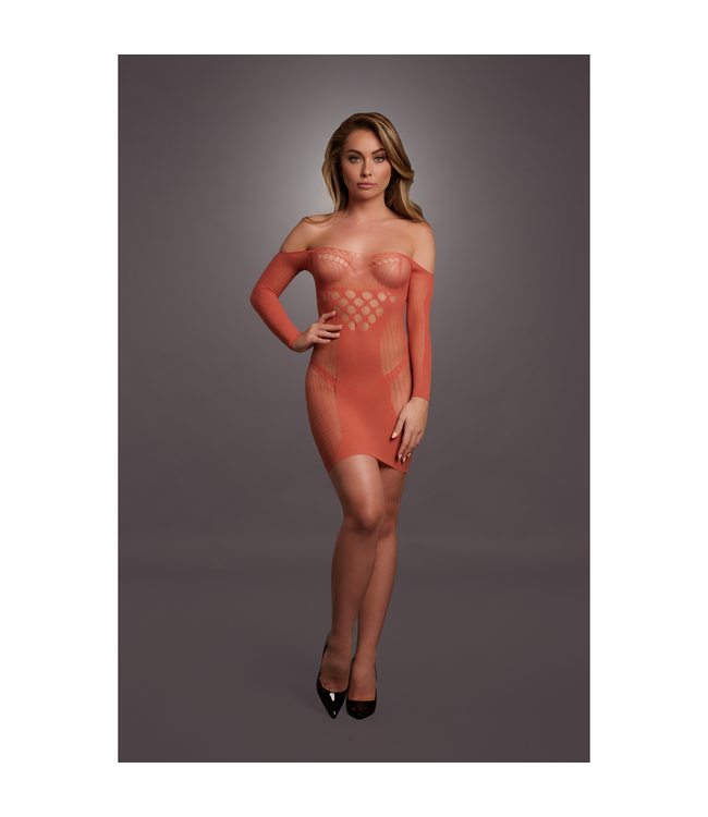 Le Désir Netzminikleid mit Cut-Outs und langen Ärmeln für XL-4XL – Sexy & stilvoll