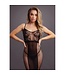Le Désir Seductive Black Lace Fishnet Dress with Deep V-Neck & Spaghetti Straps