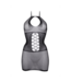 Le Désir Stylish Plus Size Peekaboo Fishnet Halter Dress in Black