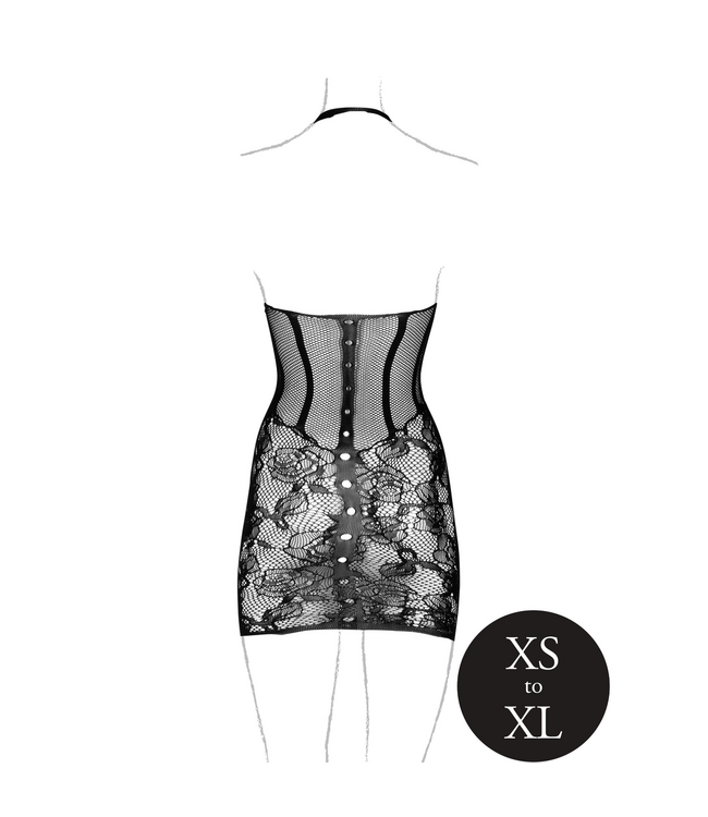 Le Désir Schickes Halterkleid mit Spitzenmuster und Fischnetzdetails – Le Désir XS-XL