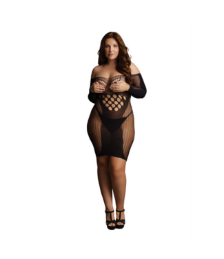 Le Désir Contrasting Plus Size Net Dress - Stylish & Comfortable Fit, XXL-5XL