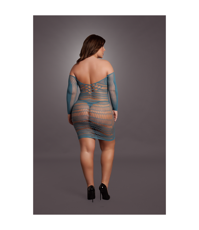 Le Désir Stylish Mesh Long Sleeve Mini Dress for Women XL-4XL - Comfortable Fit