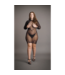 Le Désir Le Désir Zwarte Visnet Mini Jurk Met Lange Mouwen En Versierde Zoom 2XL-5XL