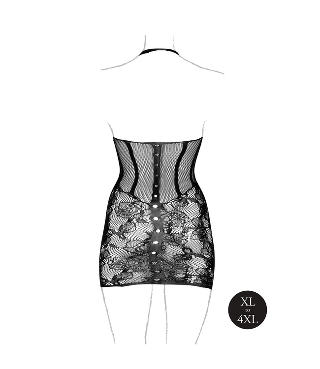 Le Désir Halterjurk Met Korsetlook En Visnetdetails Zwart XL-4XL Le Désir