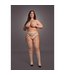 Le Désir Stylish Ribbed Suspender Belt & Crotchless Fishnet Tights for Women