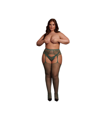 Le Désir Le Désir Green Fishnet Stockings with Lace Band for Women XL-4XL