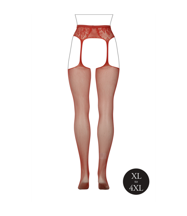 Le Désir Le Désir Red Lace Band Fishnet Stockings XL-4XL for Women