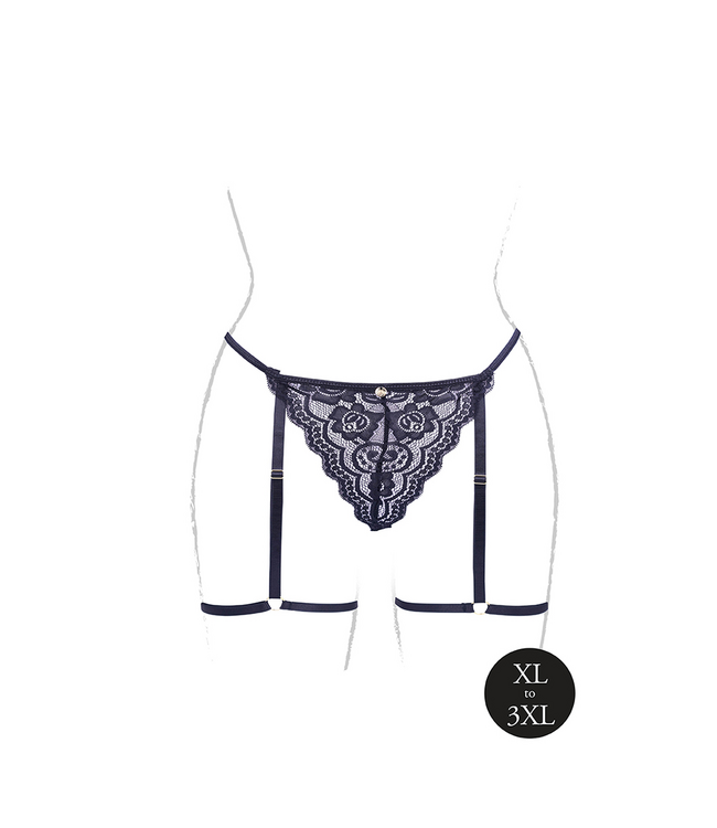 Le Désir Marie Lace Garter Belt Thong | Adjustable Sexy Large Size Knickers