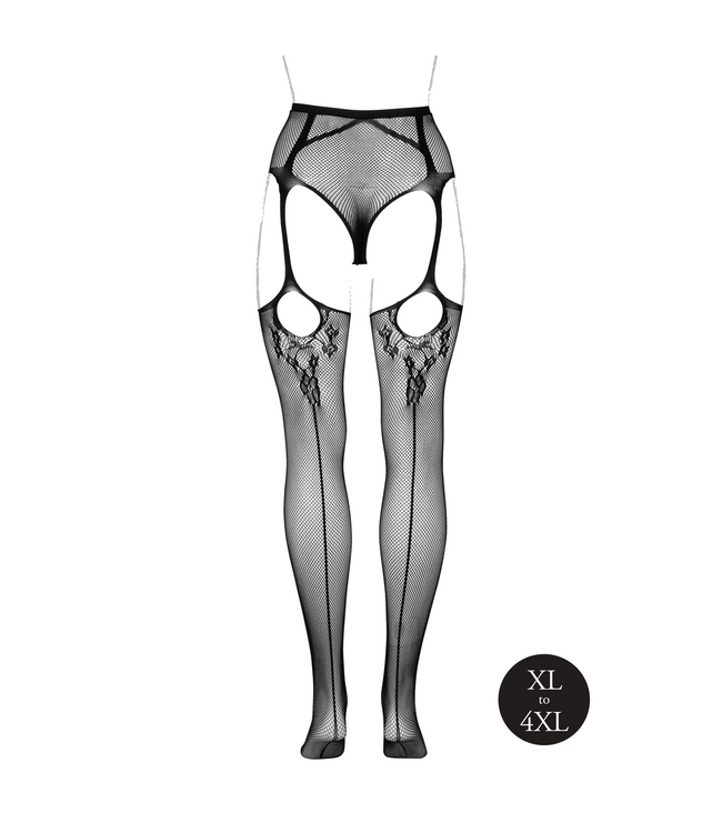 Le Désir Eleganter Zelle Slip mit Strumpfhalter und Fischnetzmuster in XL-4XL