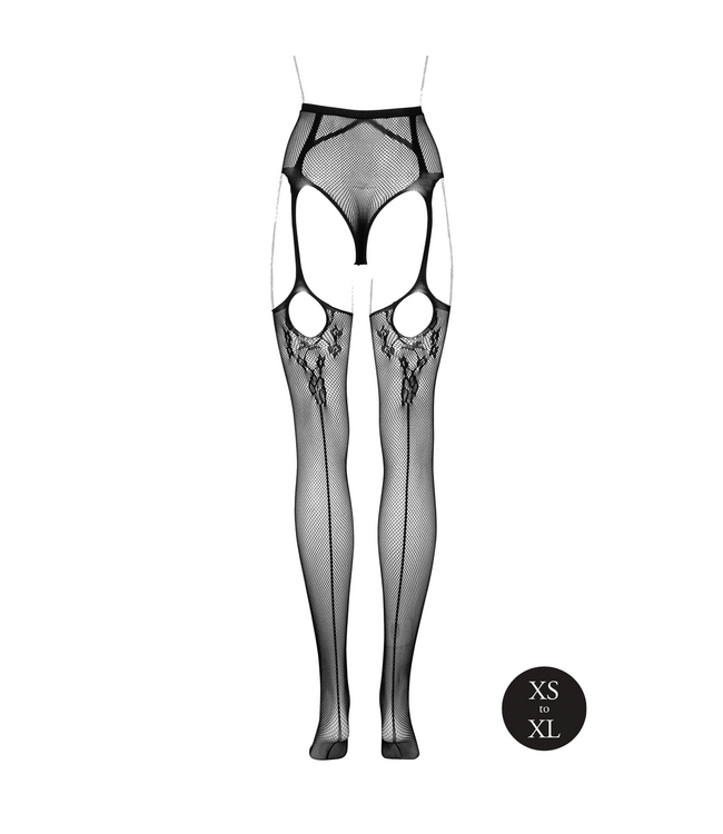 Le Désir Slip Met Geïntegreerde Kousen En Visnetpatroon Zwart - Le Désir Lingerie