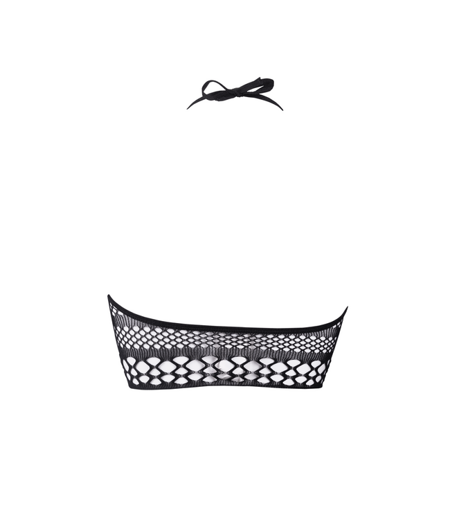 Le Désir Black Strappy Halter Crop Top for Festivals | One Size S-XL