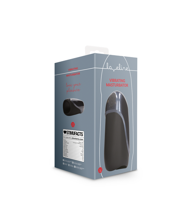 Loveline Intense Pleasure Vibrating Masturbator Sleeve - Liquorice Black